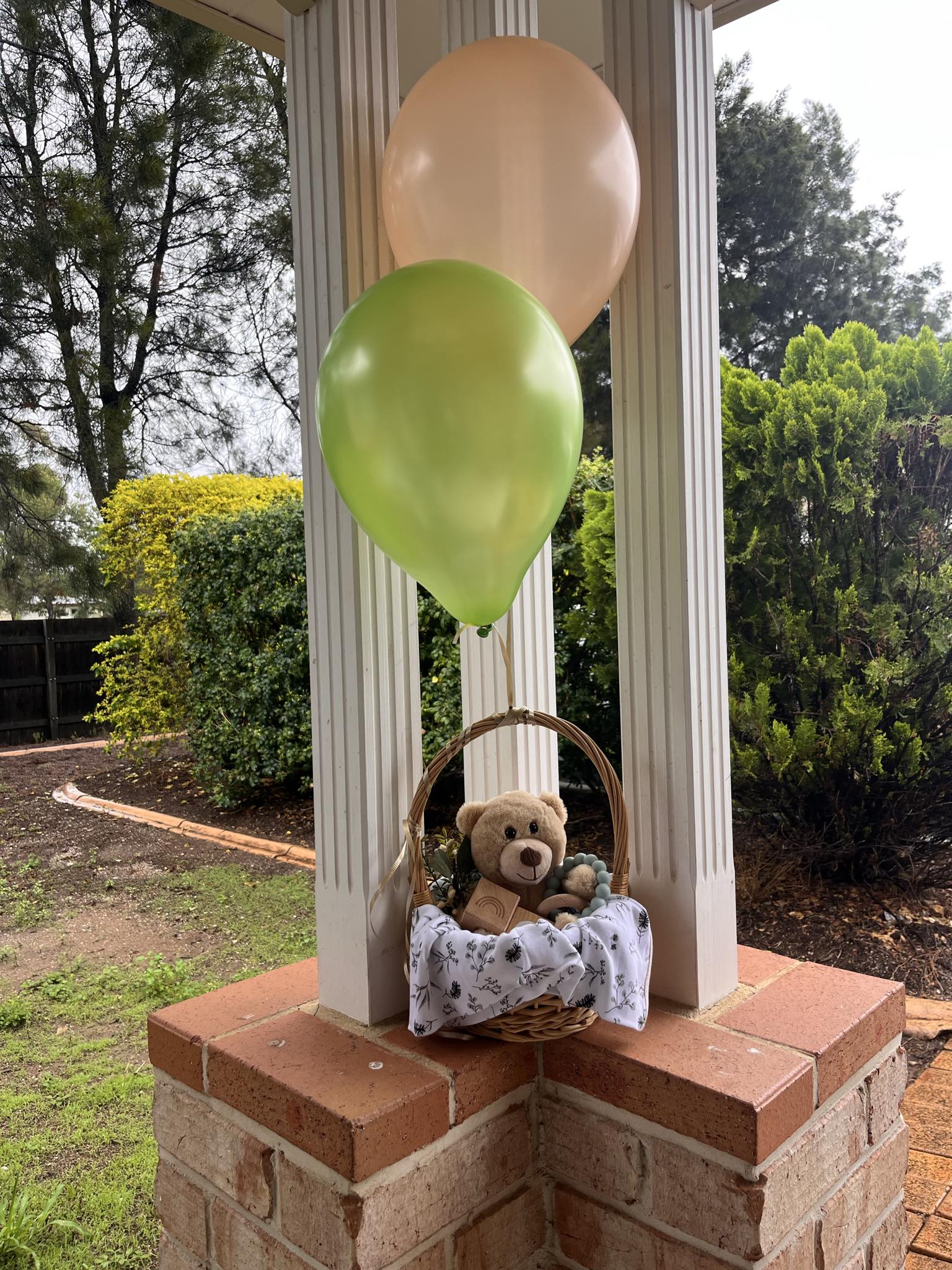 Baby shower welcome basket